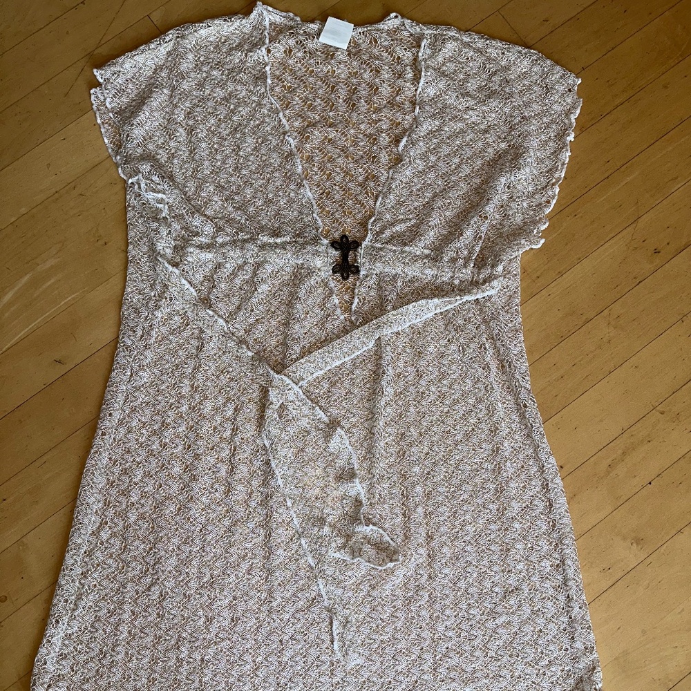 BECCA Rebecca Virtue Gold/Cream swim coverup, XS, GD1108 - Picture 5 of 10